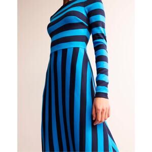 NWT Boden Hotch Blue Striped Jersey Midi Dress Retails $96